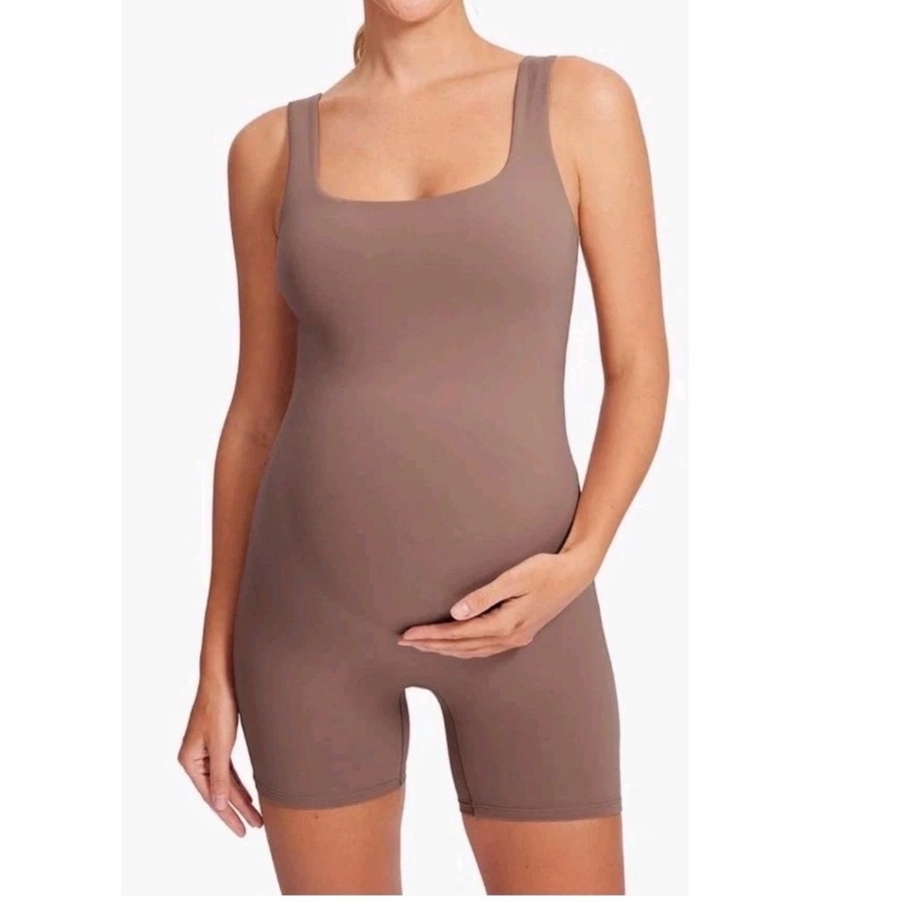 Isabel Maternity by Ingrid & Isabel Active Unitard Jumpsuit Brown Women's M NWT